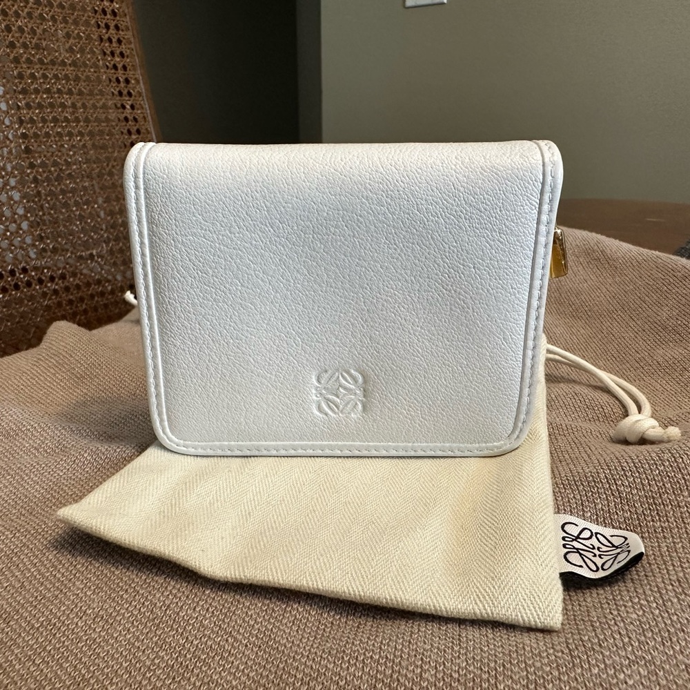 Loewe White Leather Wallet Card Holder